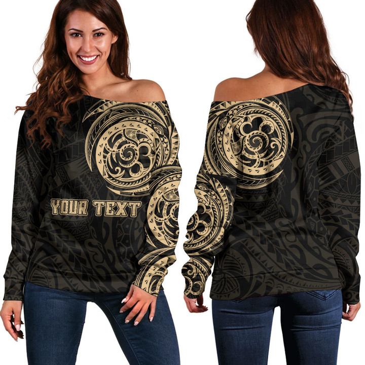 RugbyLife Clothing - (Custom) Special Polynesian Tattoo Style - Gold Version Off Shoulder Sweater A7 | RugbyLife