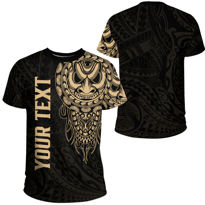 RugbyLife Clothing - (Custom) Polynesian Tattoo Style Mask Native - Gold Version T-Shirt A7 | RugbyLife
