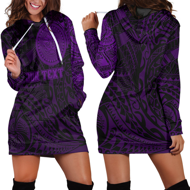 RugbyLife Clothing - (Custom) Polynesian Sun Mask Tattoo Style - Purple Version Hoodie Dress A7 | RugbyLife