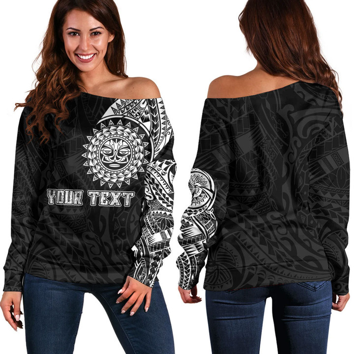 RugbyLife Clothing - (Custom) Polynesian Sun Tattoo Style Off Shoulder Sweater A7 | RugbyLife