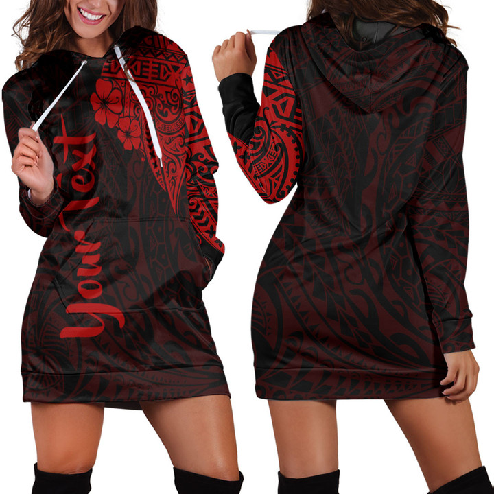 RugbyLife Clothing - (Custom) Polynesian Tattoo Style Melanesian Style Aboriginal Tattoo - Red Version Hoodie Dress A7 | RugbyLife