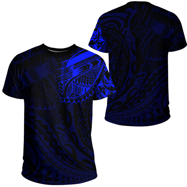 RugbyLife Clothing - Polynesian Tattoo Style Tatau - Blue Version T-Shirt A7 | RugbyLife