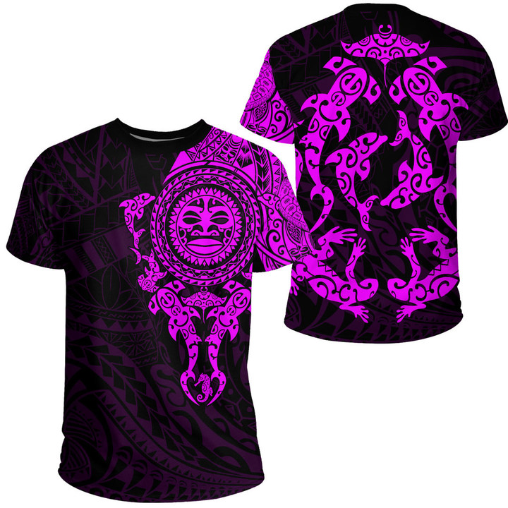 RugbyLife Clothing - Polynesian Tattoo Style Maori - Special Tattoo - Pink Version T-Shirt A7 | RugbyLife