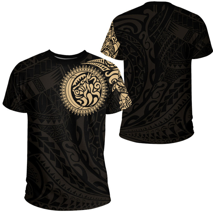 RugbyLife Clothing - Polynesian Tattoo Style Tattoo - Gold Version T-Shirt A7 | RugbyLife