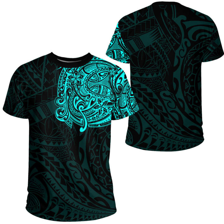 RugbyLife Clothing - Polynesian Tattoo Style - Cyan Version T-Shirt A7 | RugbyLife