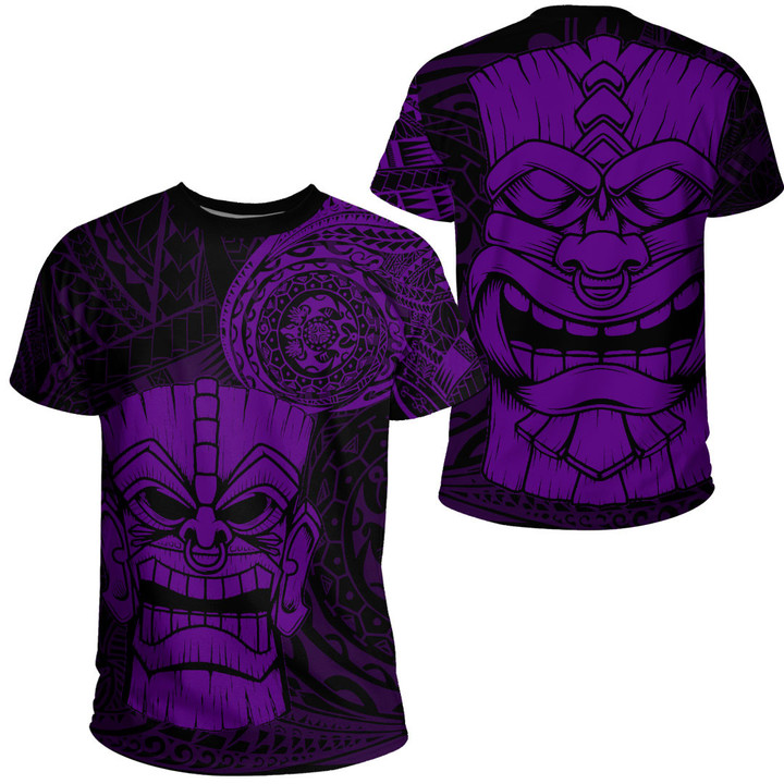 RugbyLife Clothing - Polynesian Tattoo Style Tiki - Purple Version T-Shirt A7 | RugbyLife