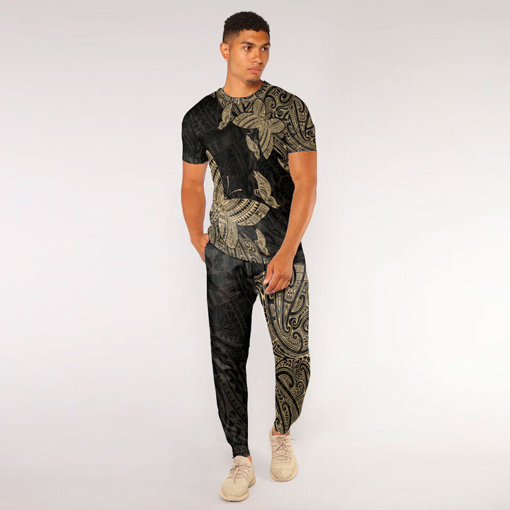 RugbyLife Clothing - (Custom) Polynesian Tattoo Style Butterfly Special Version - Gold Version T-Shirt and Jogger Pants A7 | RugbyLife
