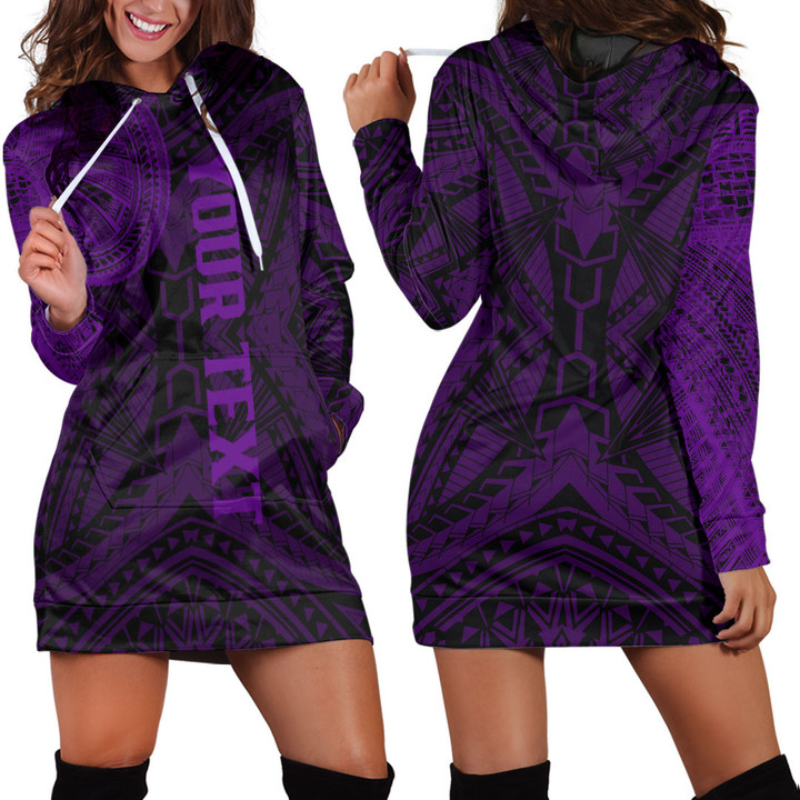 RugbyLife Clothing - (Custom) Polynesian Tattoo Style - Purple Version Hoodie Dress A7 | RugbyLife