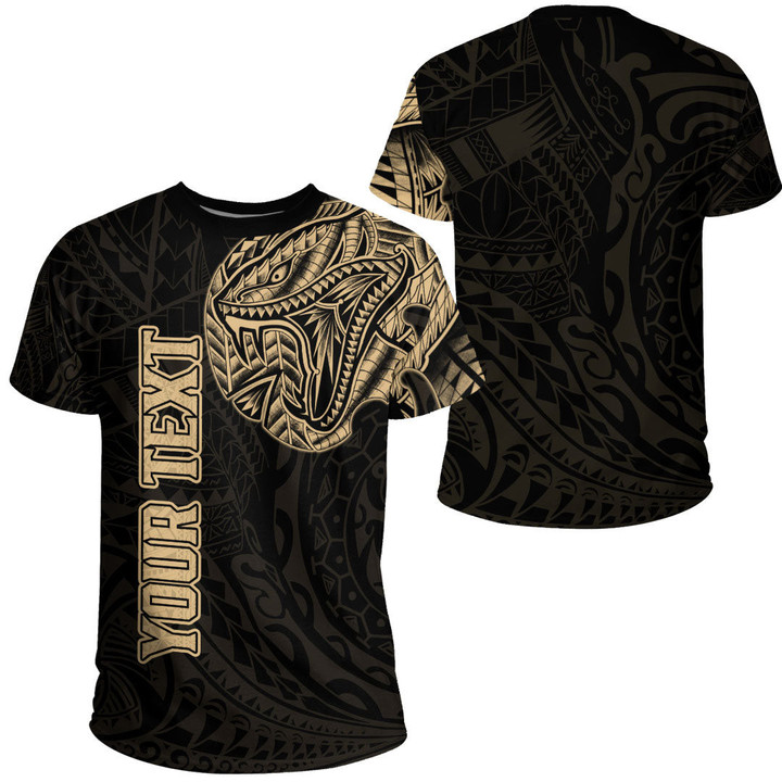 RugbyLife Clothing - (Custom) Polynesian Tattoo Style Snake - Gold Version T-Shirt A7 | RugbyLife