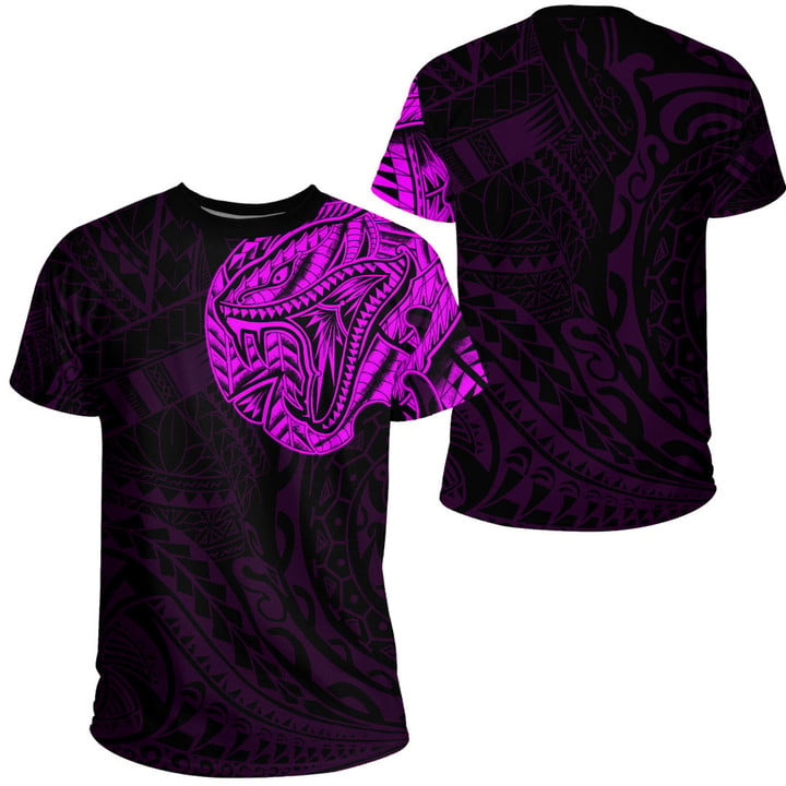 RugbyLife Clothing - Polynesian Tattoo Style Snake - Pink Version T-Shirt A7 | RugbyLife