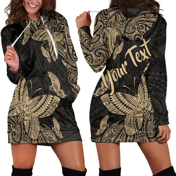 RugbyLife Clothing - (Custom) Polynesian Tattoo Style Butterfly Special Version - Gold Version Hoodie Dress A7 | RugbyLife