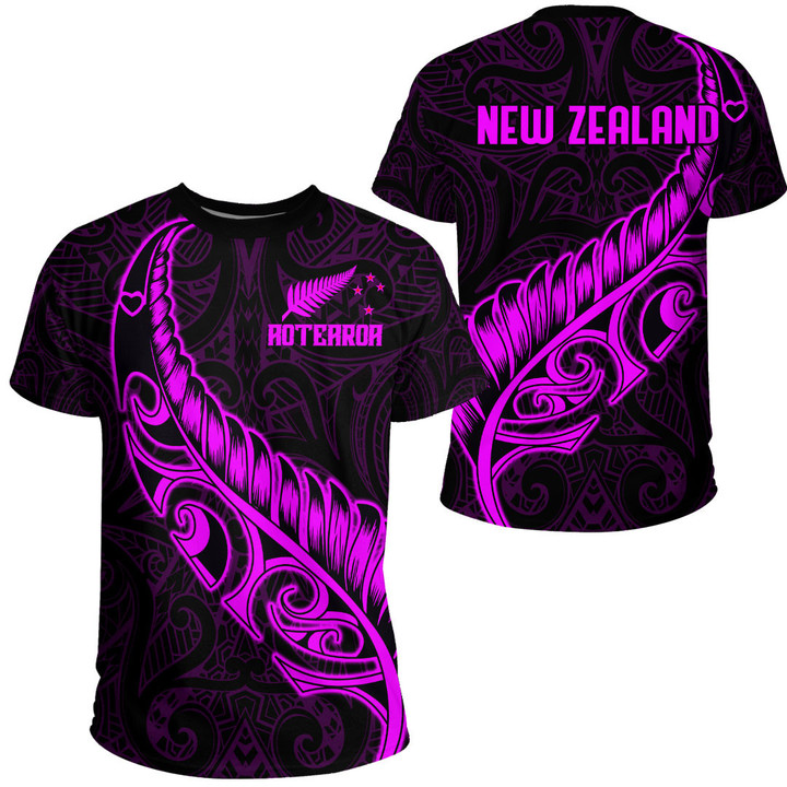 RugbyLife Clothing - New Zealand Aotearoa Maori Fern - Pink Version T-Shirt A7 | RugbyLife