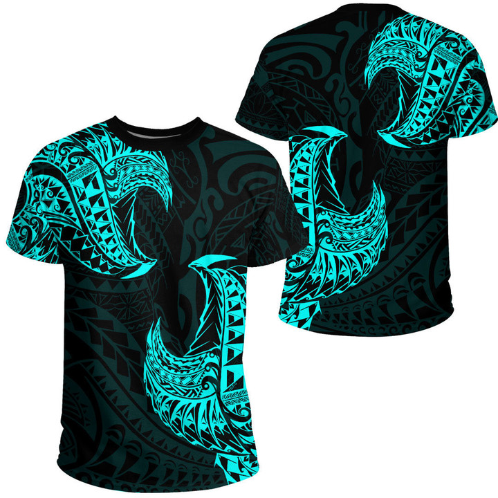 RugbyLife Clothing - Polynesian Tattoo Style Tatau - Cyan Version T-Shirt A7 | RugbyLife
