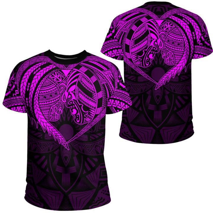 RugbyLife Clothing - Polynesian Tattoo Style - Pink Version T-Shirt A7 | RugbyLife