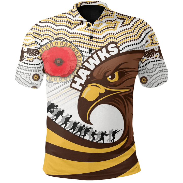 (Custom Personalised) Pride Hawks Polo Shirt Hawthorn Anzac Day Aboriginal TH12