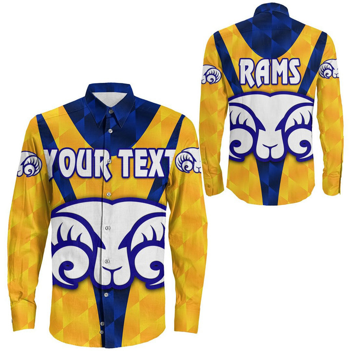 (Custom) Adelaide Rams (Yellow) - Rugby Team Long Sleeve Button Shirt| Lovenewzealand.co