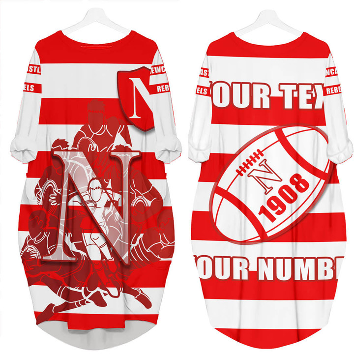 LoveNewZealand Clothing - Custom Newcastle Rebels Rugby Rugby Team Batwing Pocket Dress A7 | LoveNewZealand
