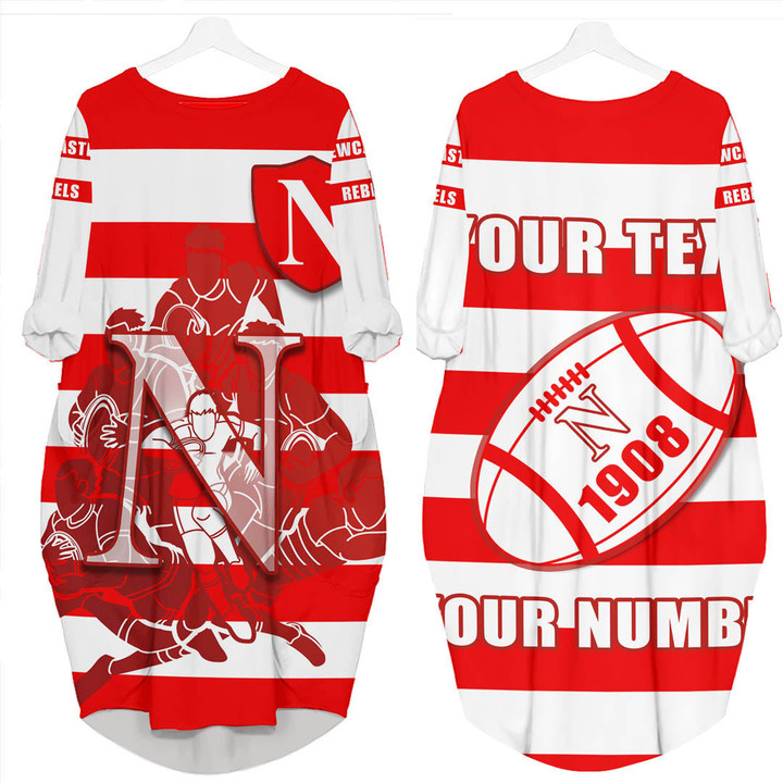 LoveNewZealand Clothing - Custom Newcastle Rebels Rugby Batwing Pocket Dress A7 | LoveNewZealand