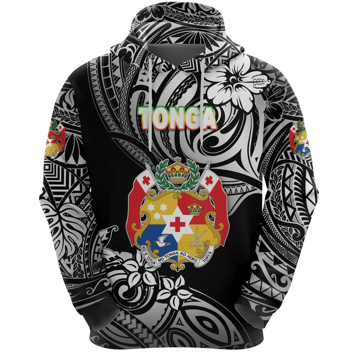 (Custom Personalised) Mate Ma'a Tonga Rugby Hoodie Polynesian Unique Vibes, Custom Text and Number - Black | Lovenewzealand.co