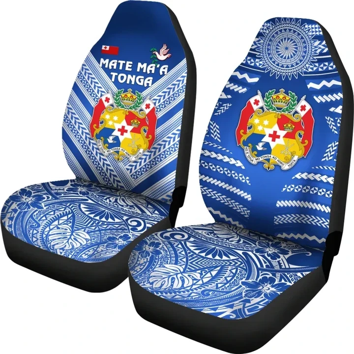 Mate Ma'a Tonga Rugby Car Seat Covers Polynesian Creative Style - Blue K8 | Lovenewzealand.co