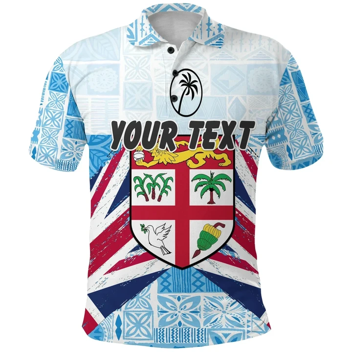 (Custom Personalised) Fiji Rugby Polo Shirt Tapa Vibes K36 | Lovenewzealand.co