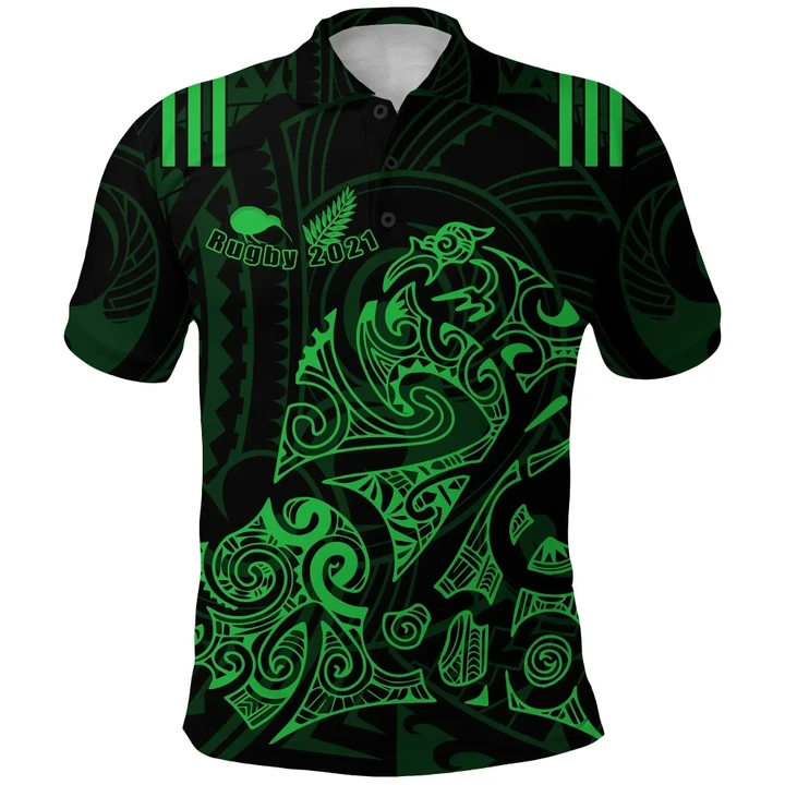 Aotearoa Super Rugby Polo Shirt Maori Kiwi Green K13 | Lovenewzealand.co