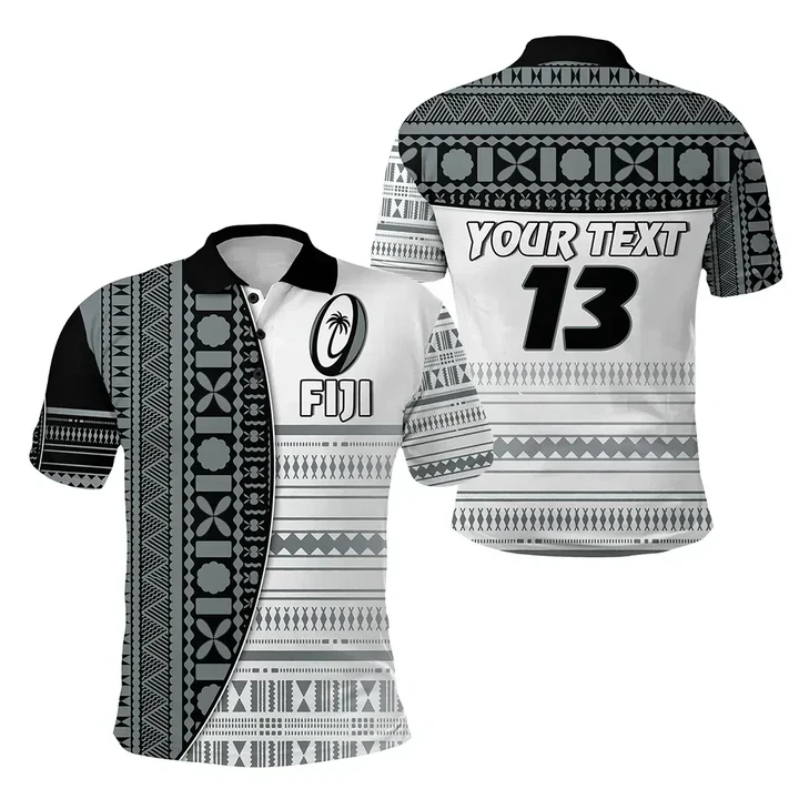 (Custom Personalised) Fiji Rugby Polo Shirt Impressive Version - Custom Text and Number K13 | Lovenewzealand.co