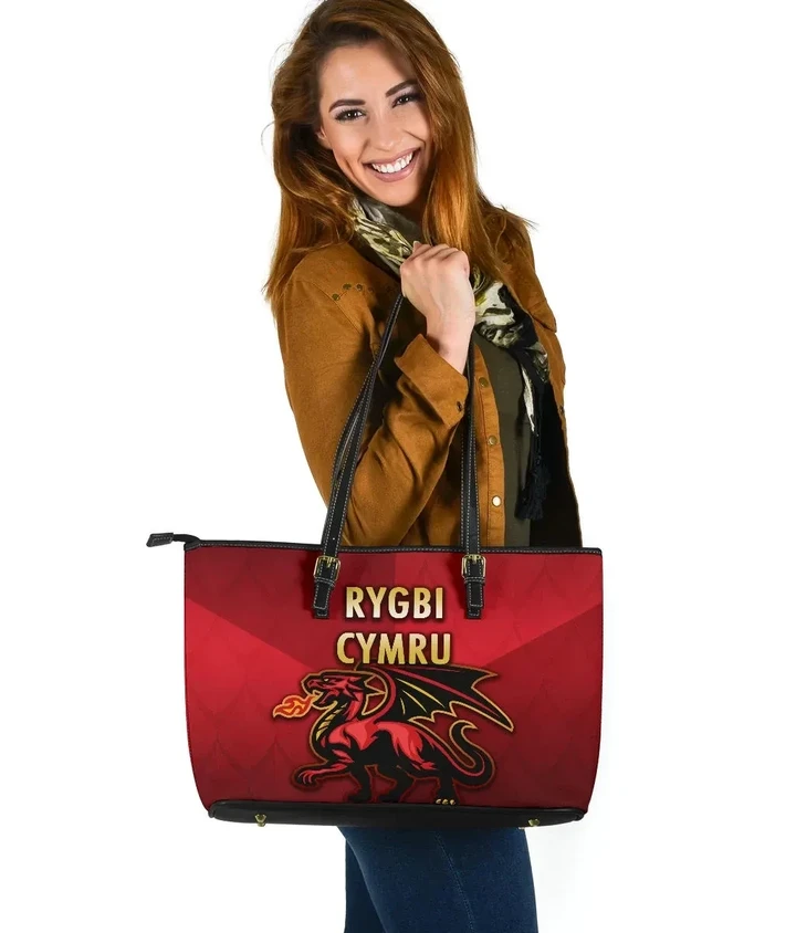 Wales Rugby Large Leather Tote Bag Simple Style K8 | Lovenewzealand.co