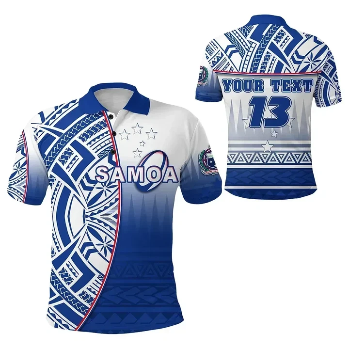 (Custom Personalised) Manu Samoa Rugby Polo Shirt Impressive Version - Custom Text and Number K13 | Lovenewzealand.co