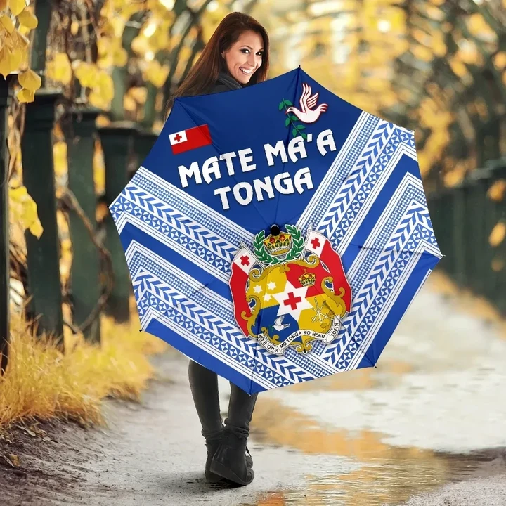 Mate Ma'a Tonga Rugby All Over Print Umbrellas Polynesian Creative Style - Blue K8 | Lovenewzealand.co