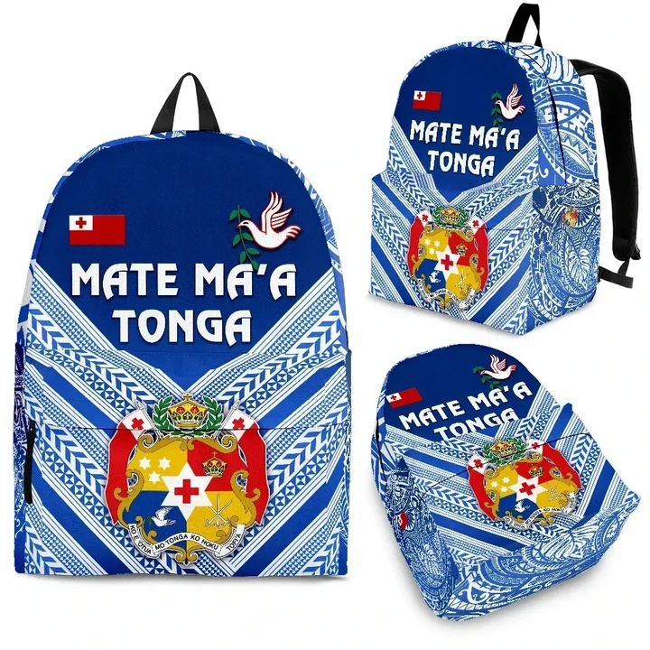 Mate Ma'a Tonga Rugby Backpack Polynesian Creative Style - Blue K8 | Lovenewzealand.co