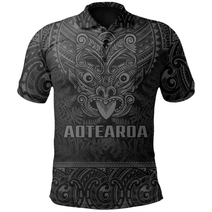 New Zealand Rugby Polo Shirt Maori Haka - Silver Fern (Gray) TH6 | Lovenewzealand.co