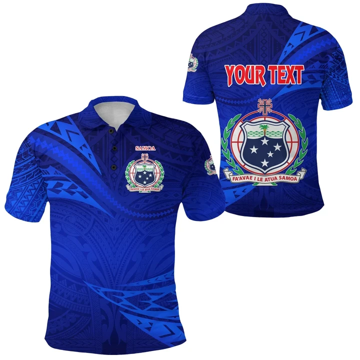 (Custom Personalised) Manu Samoa Rugby Polo Shirt Unique Version Full Blue K8 | Lovenewzealand.co