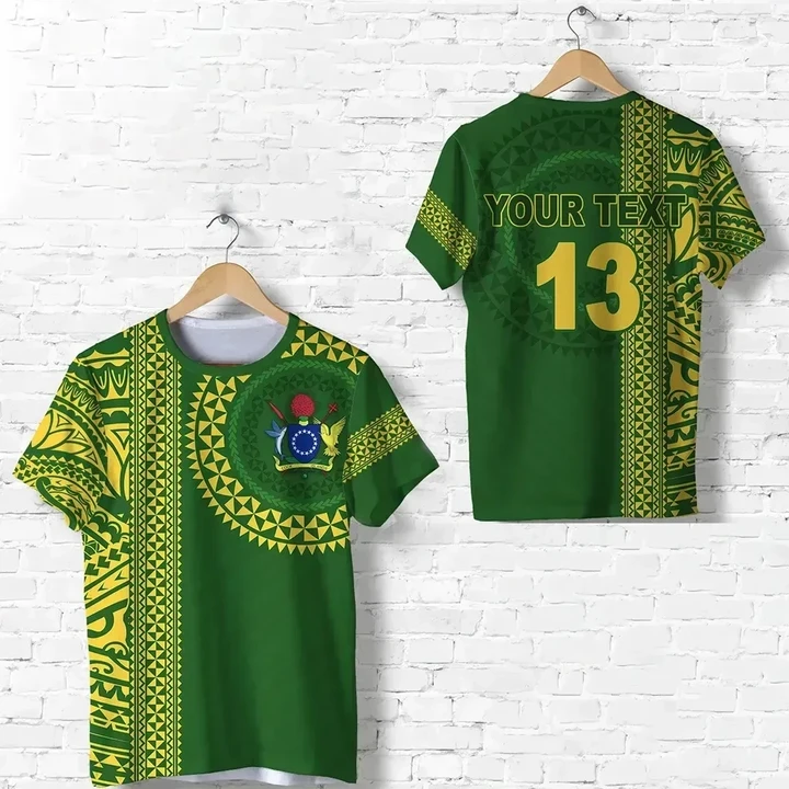 (Custom Personalised) Cook Islands Rugby T Shirt Notable - Custom Text and Number K13 | Lovenewzealand.co