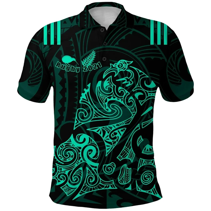 Aotearoa Super Rugby Polo Shirt Maori Kiwi Turquoise K13 | Lovenewzealand.co