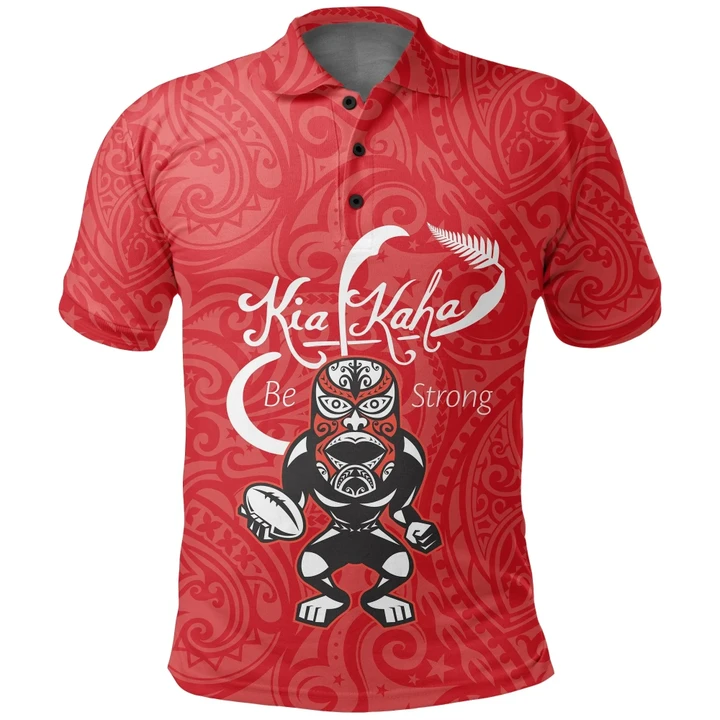 Rugby Kia Kaha Be Strong Polo Shirt Red K4 | Lovenewzealand.co