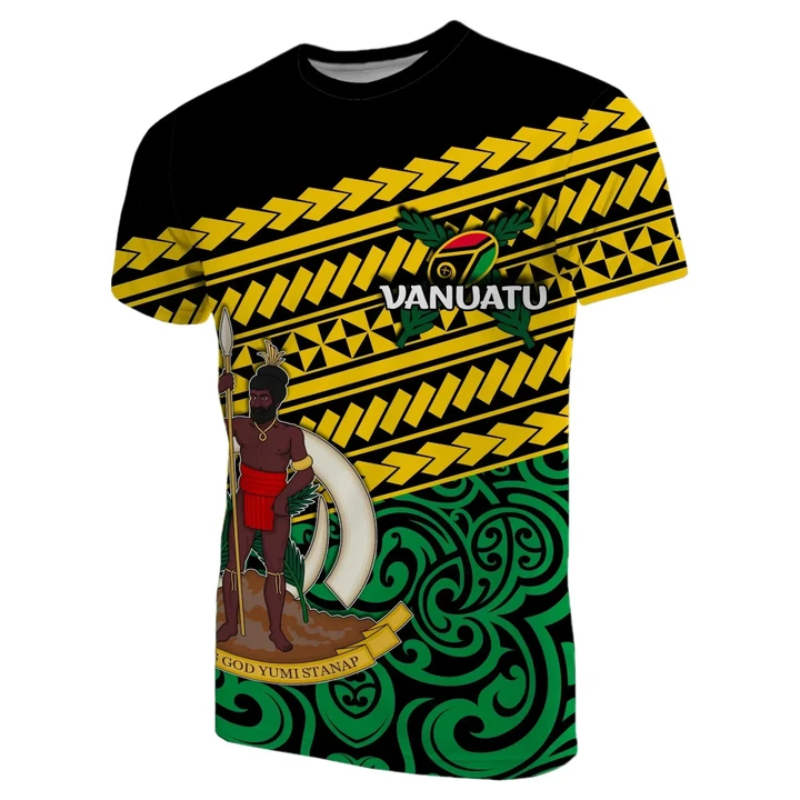 (Custom Personalised)Vanuatu Rugby T-Shirt Polynesian Style TH4 | Lovenewzealand.co