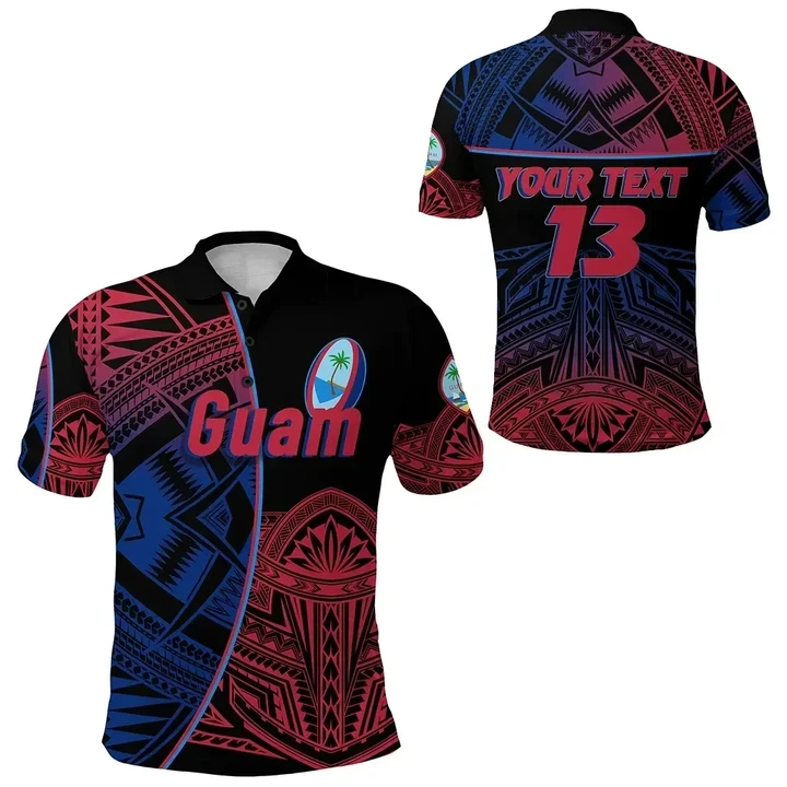 (Custom Personalised) Guam Rugby Polo Shirt Impressive Version - Custom Text and Number K13 | Lovenewzealand.co