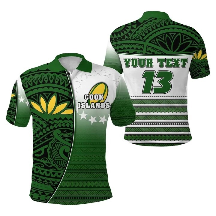 (Custom Personalised) Cook Islands Rugby Polo Shirt Impressive Version - Custom Text and Number K13 | Lovenewzealand.co