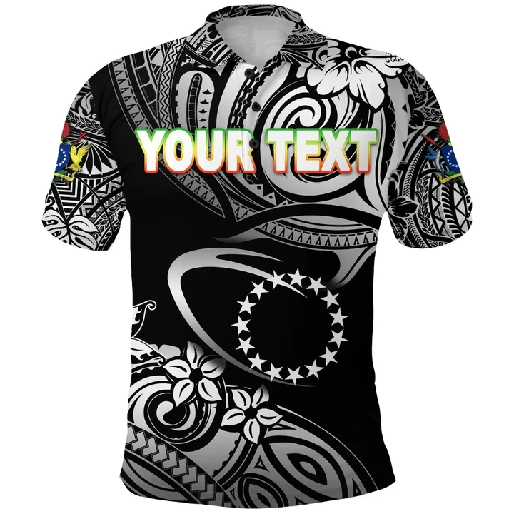 (Custom Personalised) Cook Islands Rugby Polo Shirt Unique Vibes - Black K8 | Lovenewzealand.co