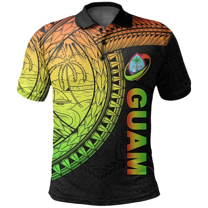 Guam Polo Shirt Rugby Version Coat Of Arms Polynesian Rasta TH4 | Lovenewzealand.co