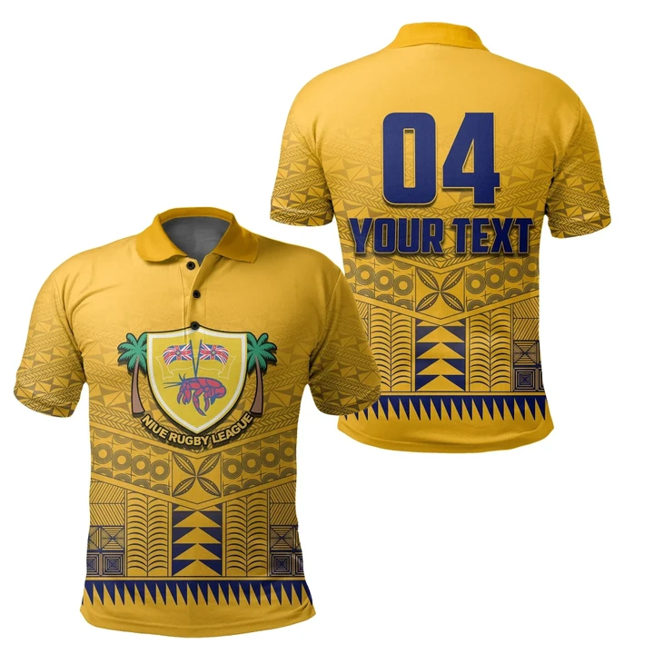 (Custom Text and Number)Niue Rugby Polo Shirt Yellow TH4 | Lovenewzealand.co