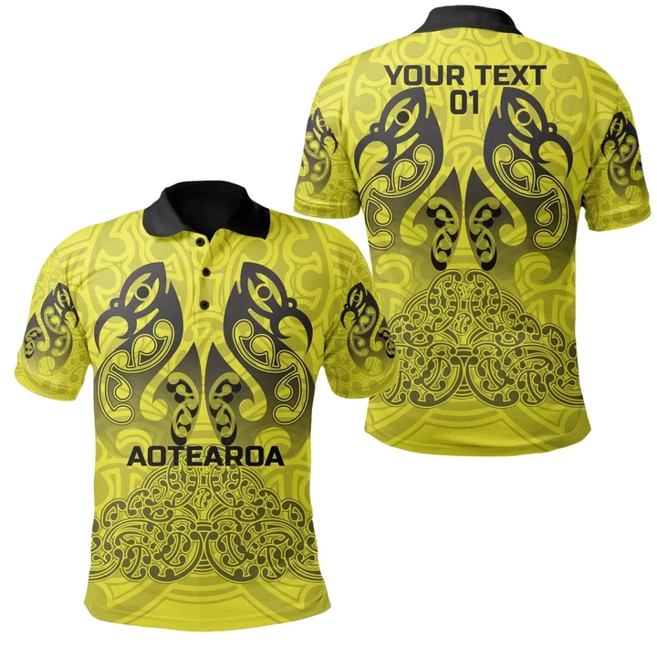 (Custom Personalised) Aotearoa Maori Rugby Polo Shirt New Zealand Mount Taranaki Manaia, Custom Text And Number TH6 | Lovenewzealand.co