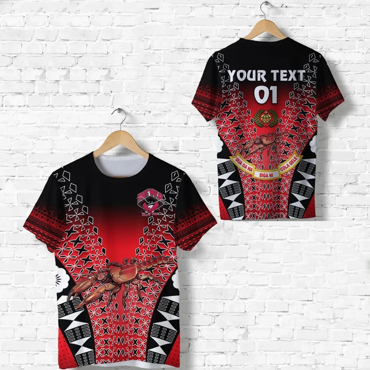 (Custom Personalised) Rewa Rugby Union Fiji T Shirt Tapa Vibes - Red, Custom Text And Number K8 | Lovenewzealand.co