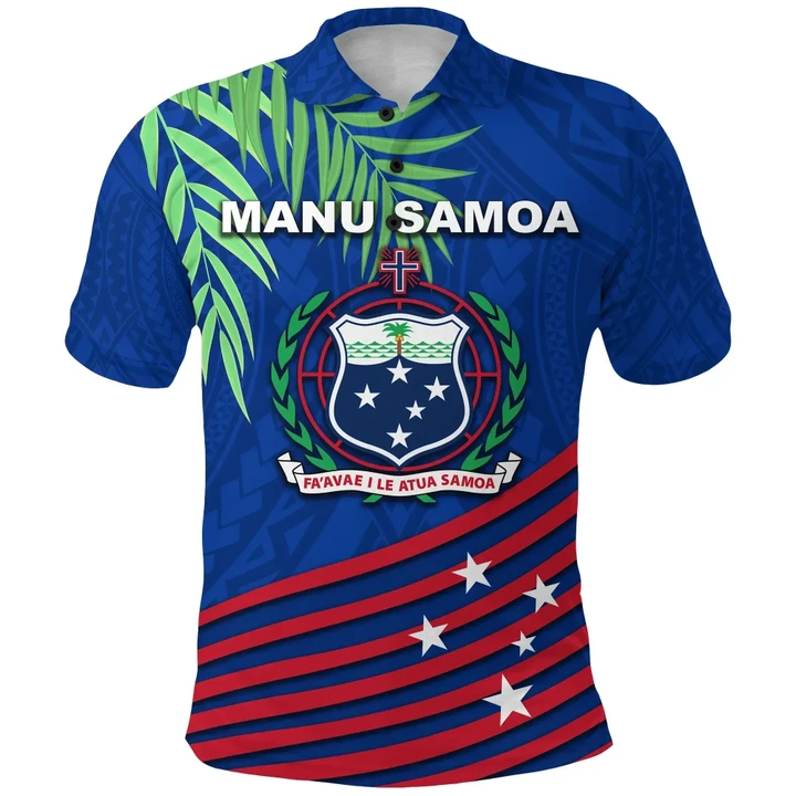 Samoa Polo Shirt Coconut Leaves Rugby Style K13 | Lovenewzealand.co