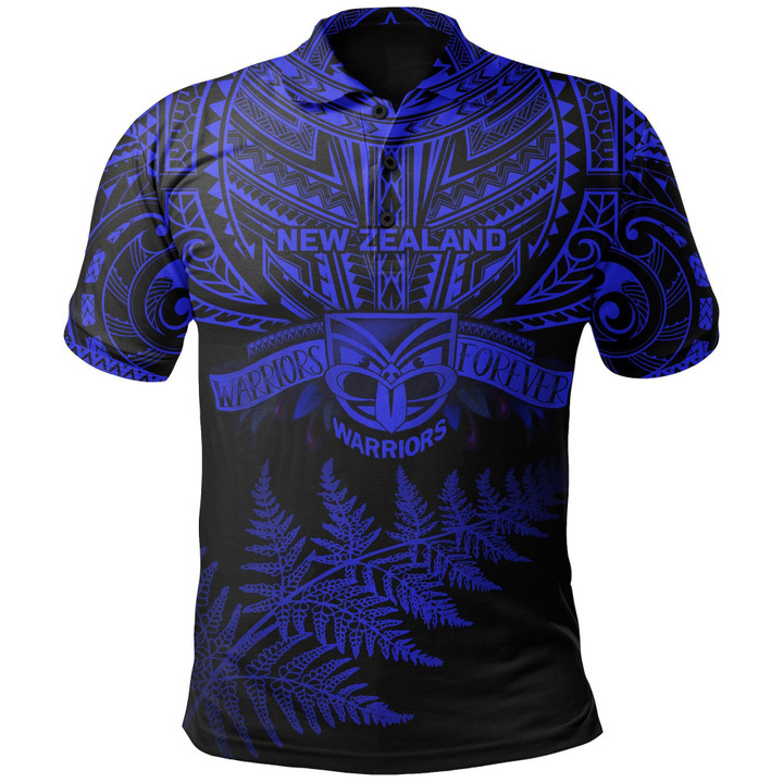 New Zealand Rugby Polo Shirt Warriors Forever - Silver Fern, Blue TH6 | Lovenewzealand.co
