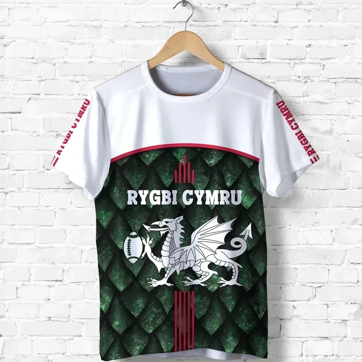 (Custom Personalised) Wales Rugby T Shirt Dragon Scales Style TH12 | Lovenewzealand.co