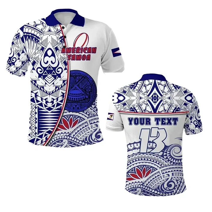 (Custom Personalised) American Samoa Rugby Polo Shirt Special - Custom Text and Number K13 | Lovenewzealand.co