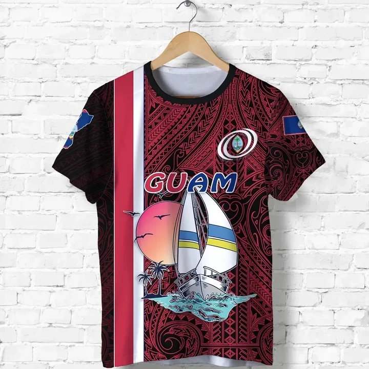 Guam Rugby T Shirt Polynesian Sailboat Style K13 | Lovenewzealand.co