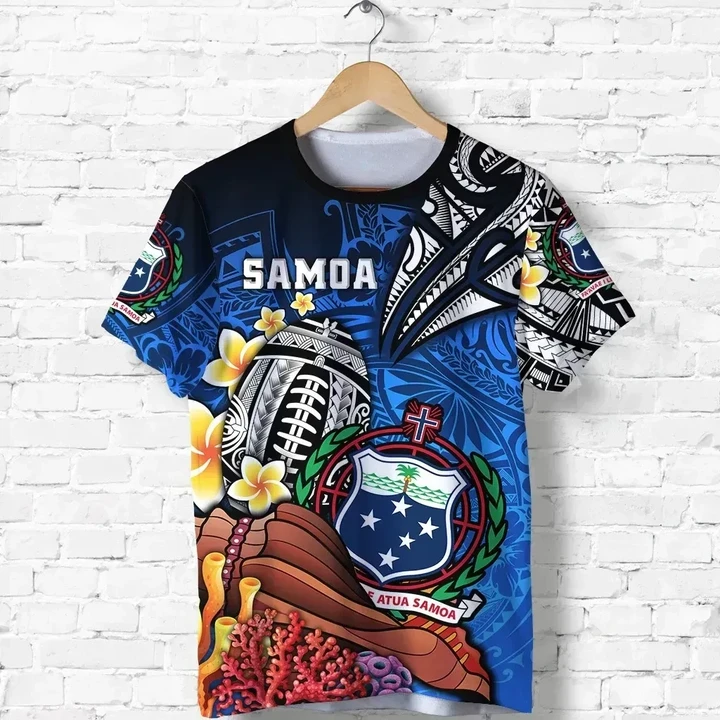 (Custom Personalised) Samoa Rugby T Shirt Polynesian Ocean World Style TH12 | Lovenewzealand.co